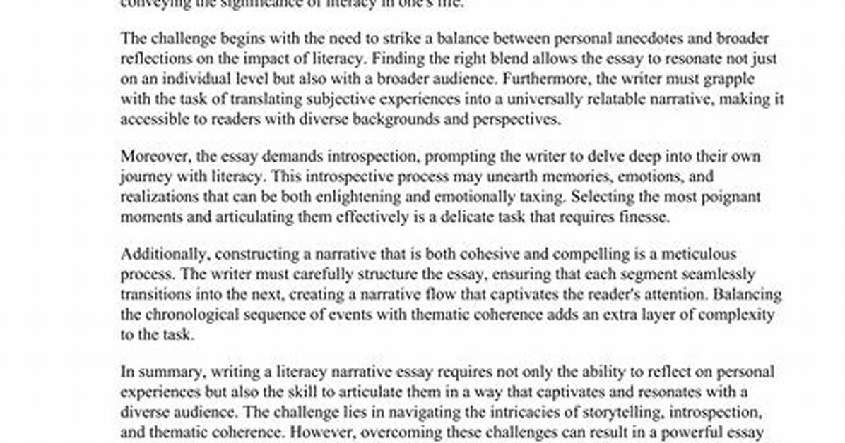 Literacy Narrative Examples