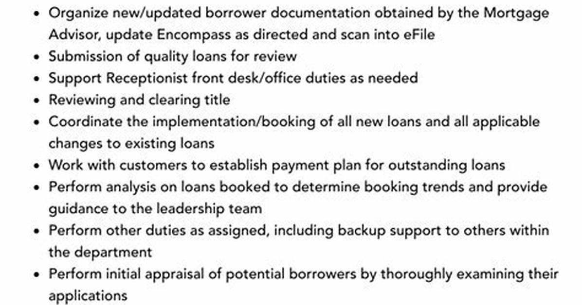 Loan Processor Job Description