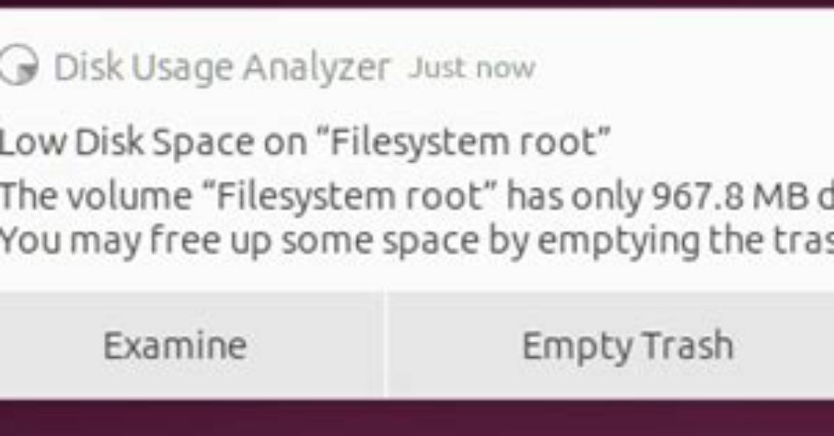 Low Disk Space in Root Filesystem Error