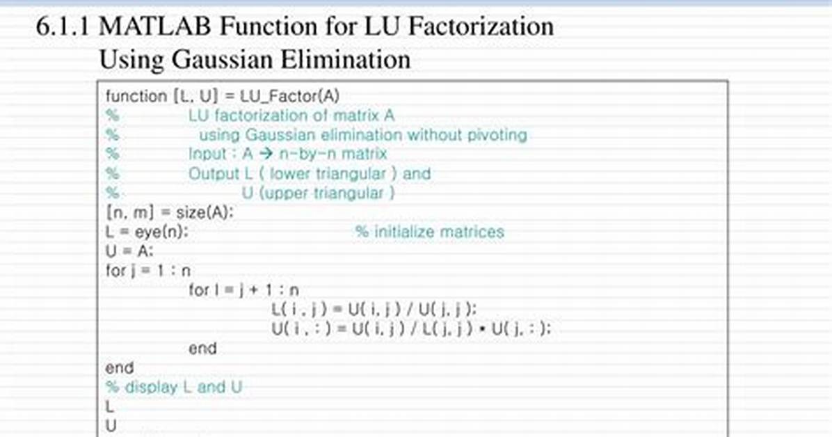 Lu Factorization for Matlab
