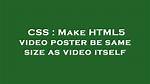Make Html5 Video Poster Be Same Size as Video Itself