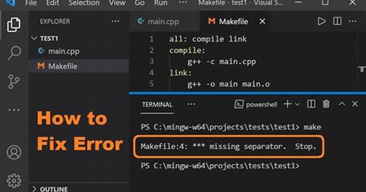 Makefile:4: *** Missing Separator. Stop