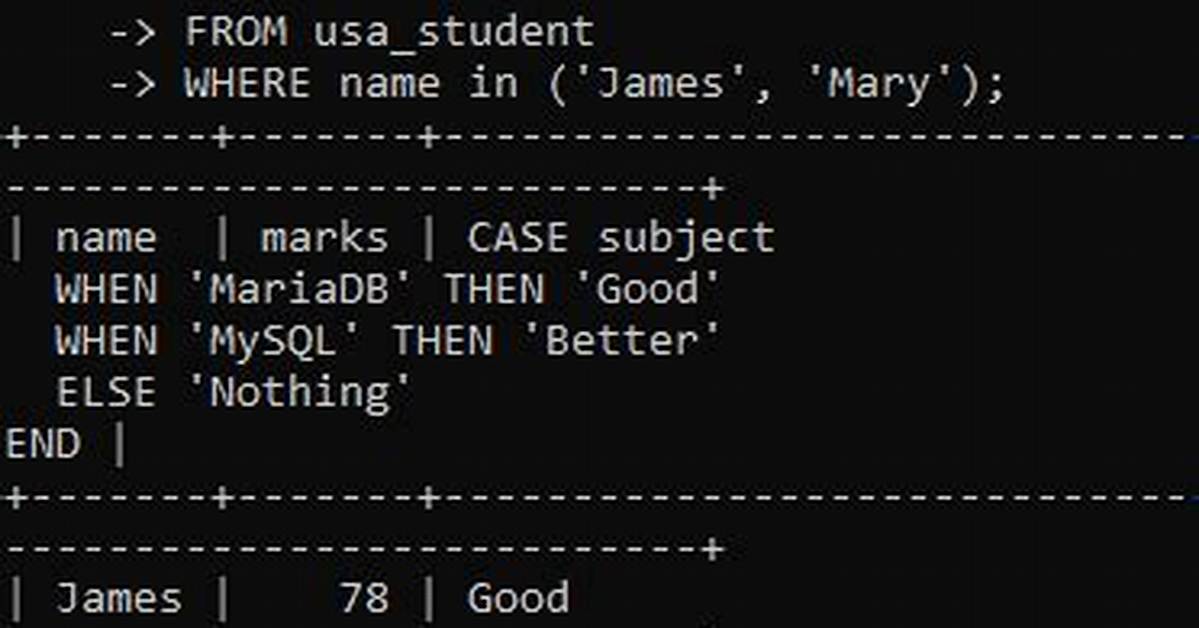 Mariadb Case Statement