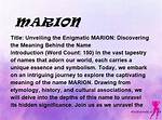 Marion Name