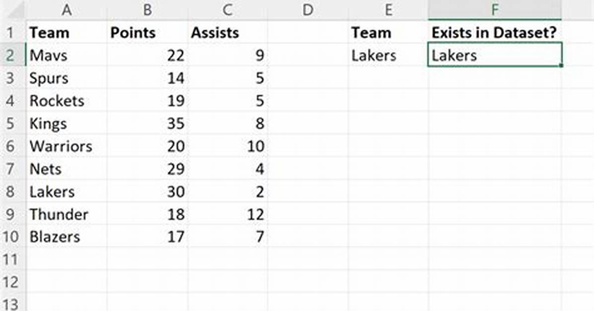 Match If Statement Excel
