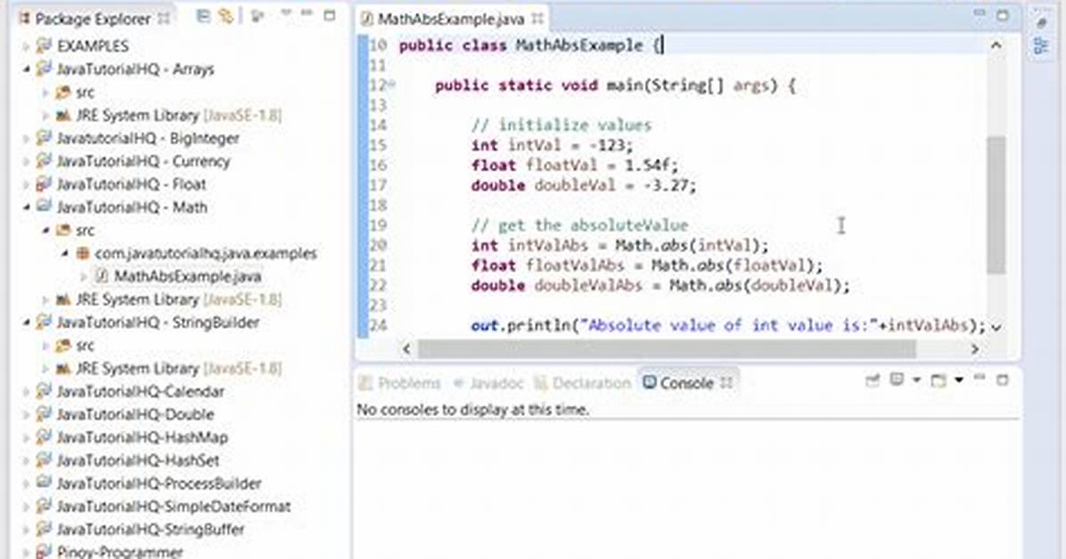 Math. Abs Java