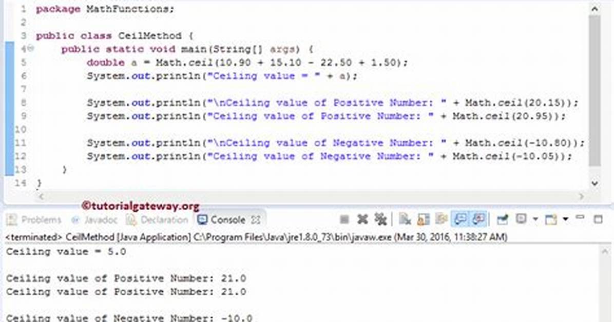 Math. Ceil Java