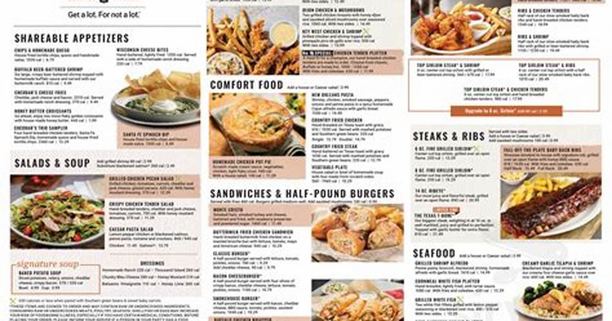 Menu Cheddars