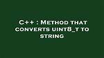 Method That Converts Uint8_T to String