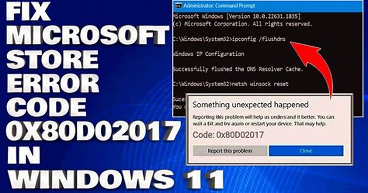 Microsoft Store Error Code 0X80D02017