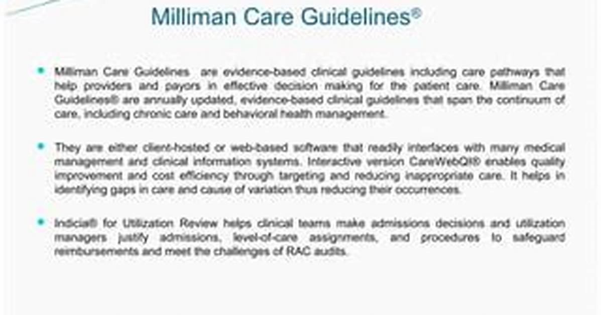 Milliman Care Guidelines