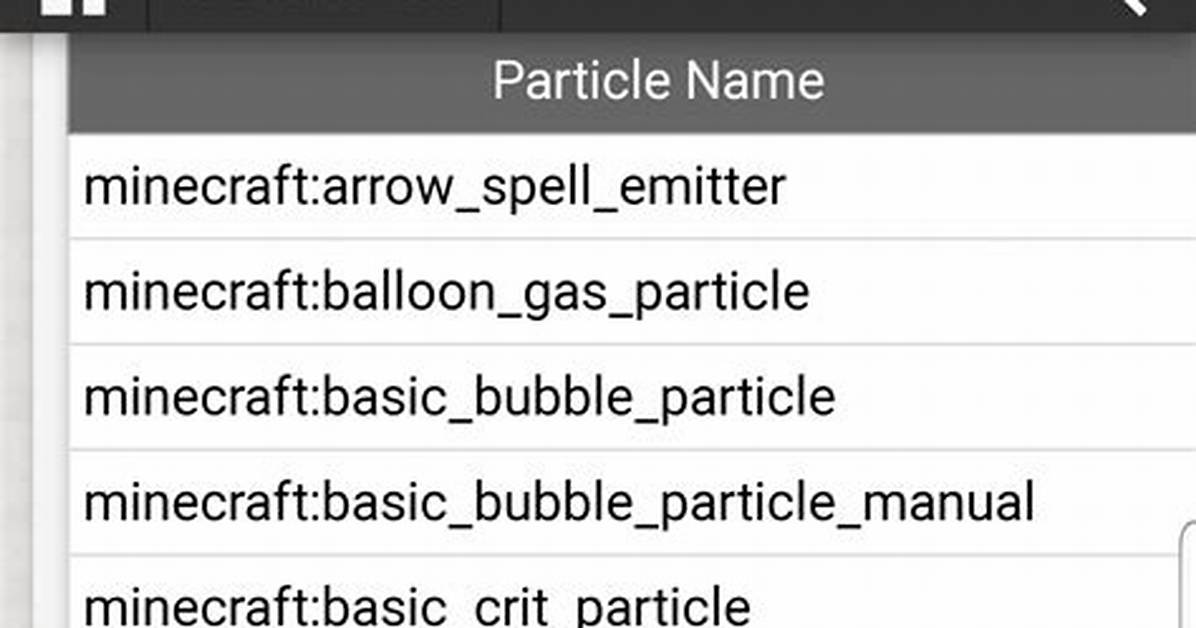 Minecraft Particle List