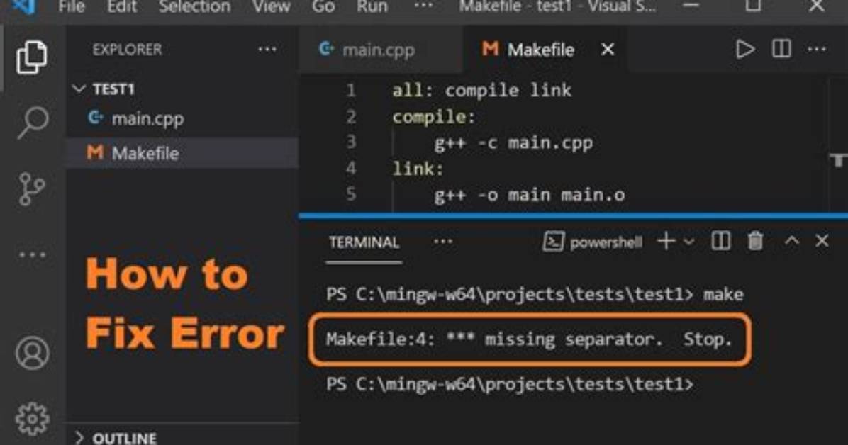 Missing Separator in Makefile