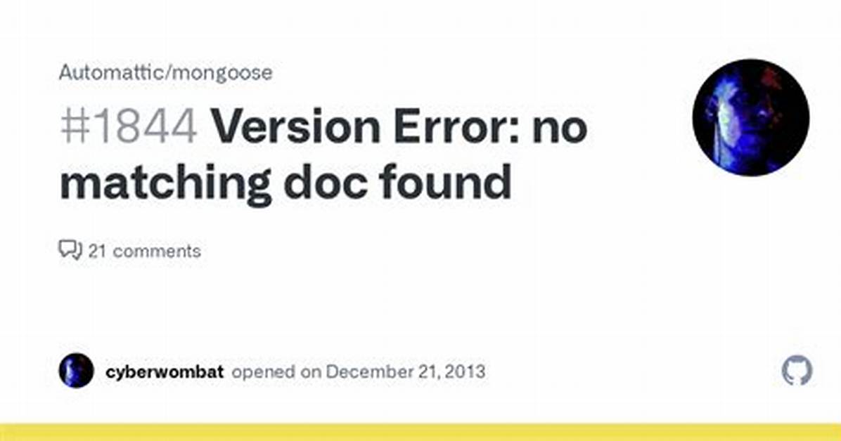 Mongoose - Version Error: No Matching Document Found for Id