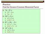 Monomial Factor