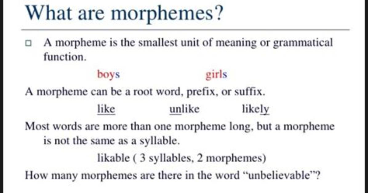 Morphemes Definition