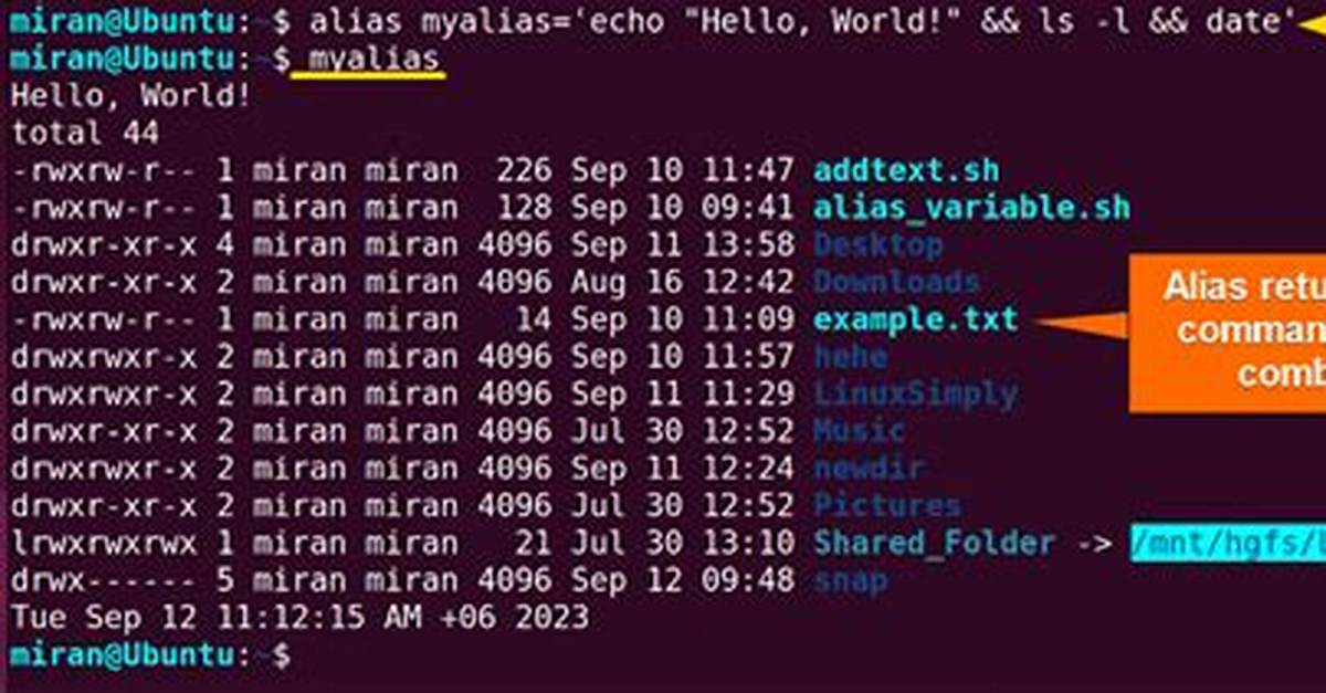 Multi Line Alias in Bash