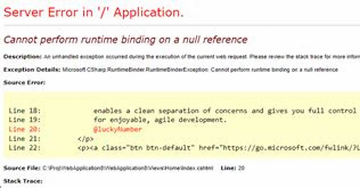 Mvc5 / C# - Cannot Perform Runtime Binding on a Null Reference