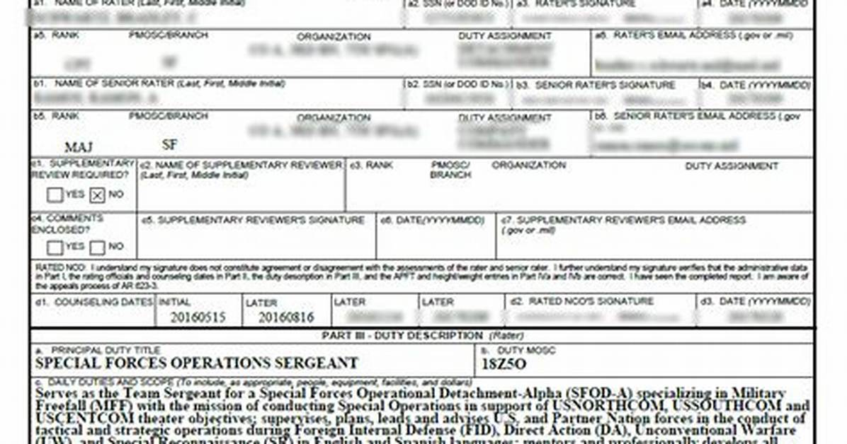 Ncoer Form