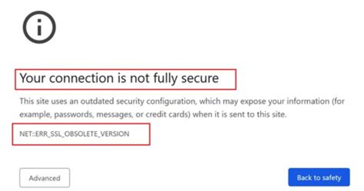 Net: :Err_Ssl_Obsolete_Version with Chrome