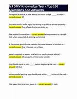 Nj Dmv Knowledge Test