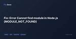 Node. Js: Require() and Module_Not_Found