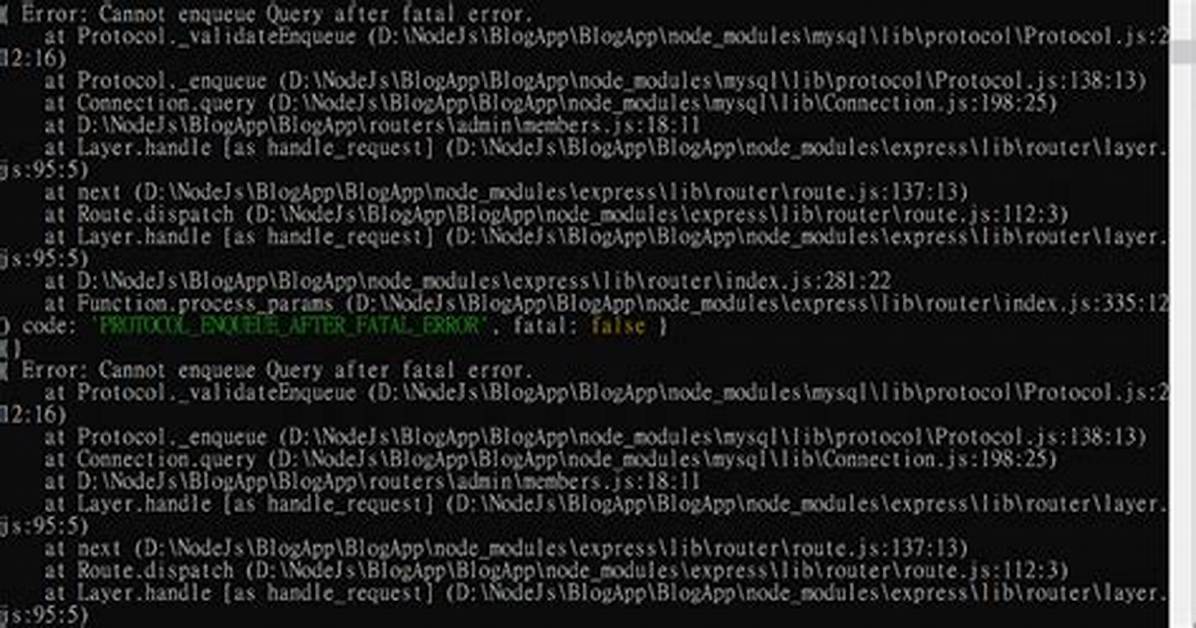 Node Mysql Cannot Enqueue a Query After Calling Quit