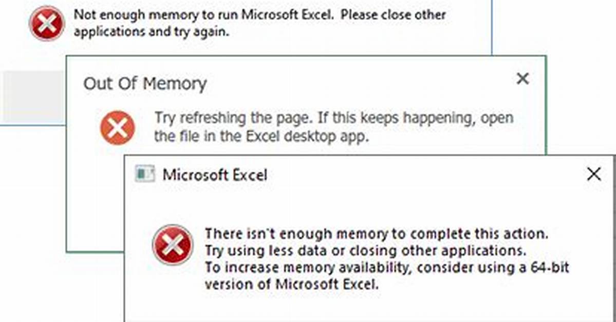 Not Enough Memory Error in Microsoft Excel