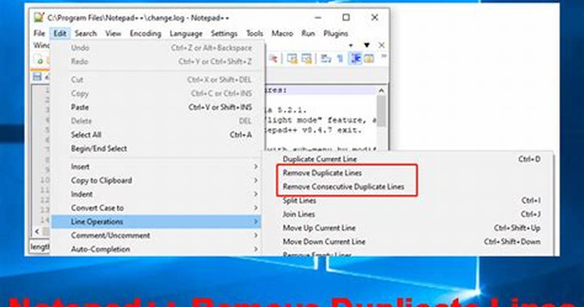Notepad Delete Duplicate Lines