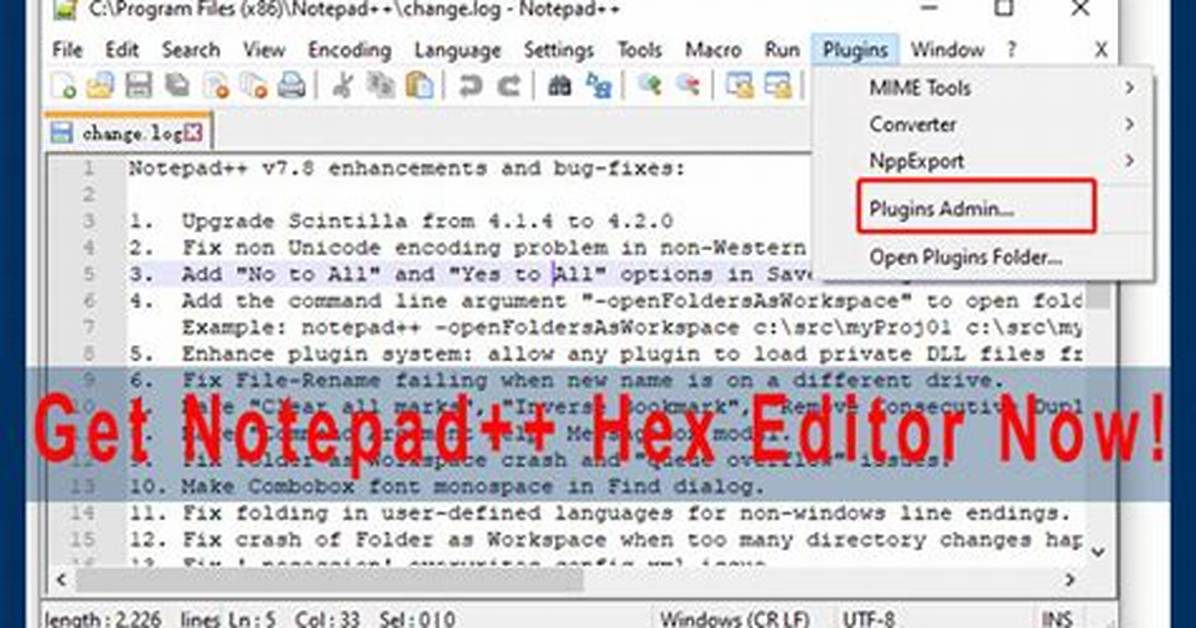 Notepad++ Hex Editor