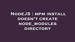 Npm Install Doesn't Create Node_Modules Directory