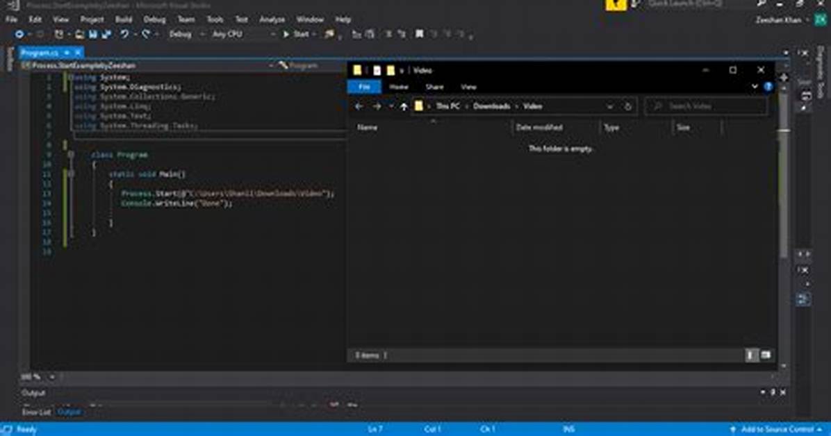 Open a Folder Using Process. Start