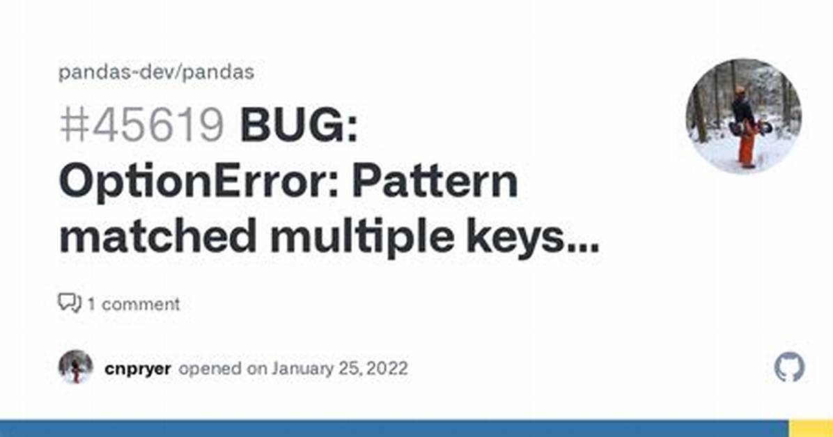 Optionerror:'Pattern Matched Multiple Keys' Pandas