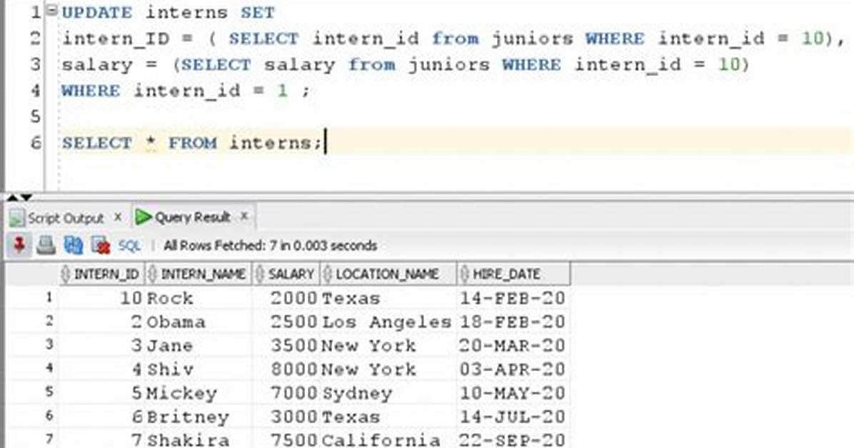 Oracle Sql: Update a Table with Data from Another Table