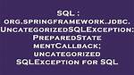 Org. Springframework. Jdbc. Uncategorizedsqlexception: Preparedstatementcallback; Uncategorized Sqlexception for Sql