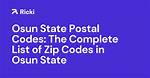 Osun State Zip Code / Postal Code
