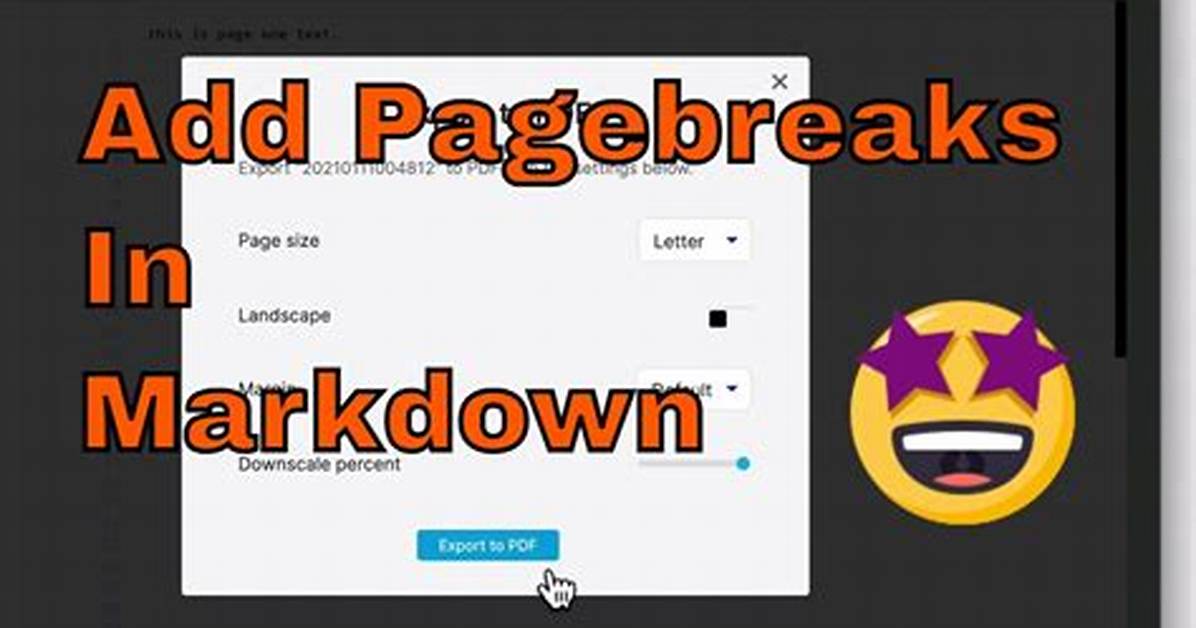 Pagebreak in Markdown While Creating Pdf