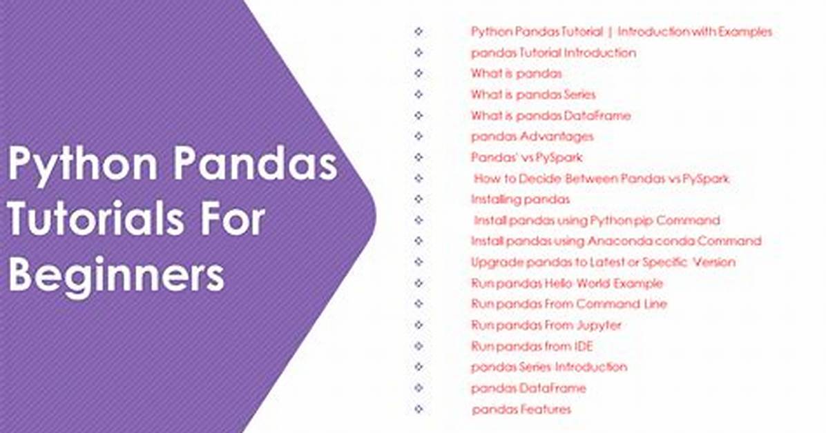 Pandas Introduction & Tutorials for Beginners