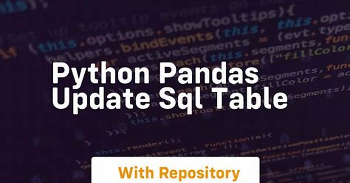 Pandas Update Sql