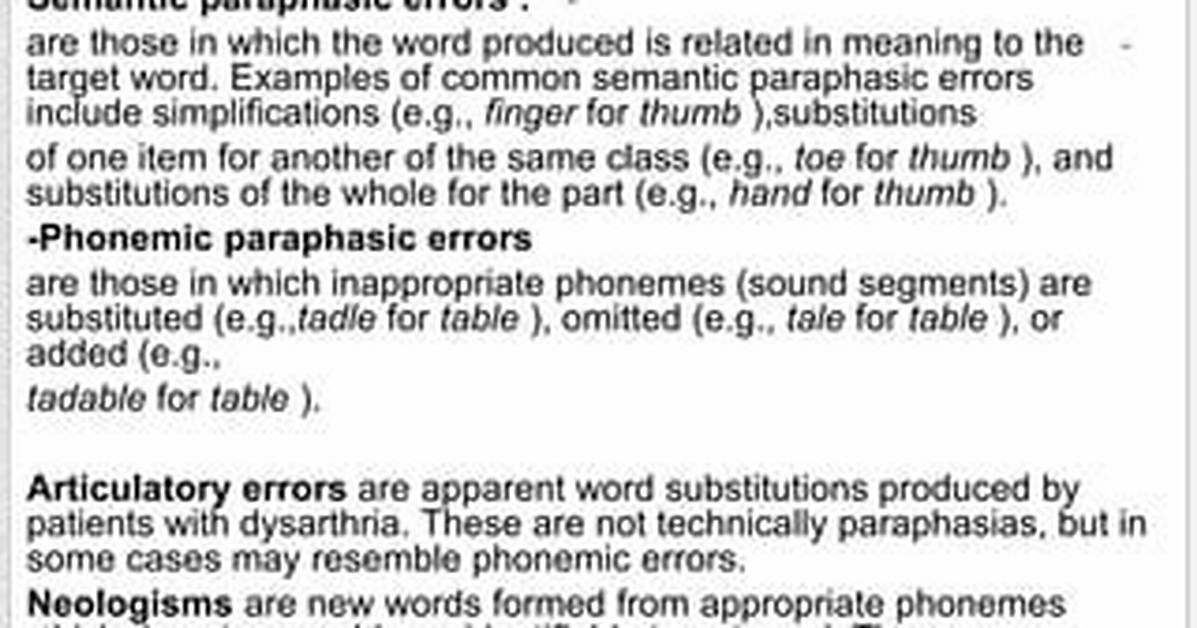 Paraphasic Errors