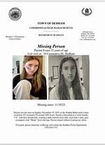 Payton Evans Missing Person, Dedham Ma, a Community Unites in Search for Missing 13-Year-Old