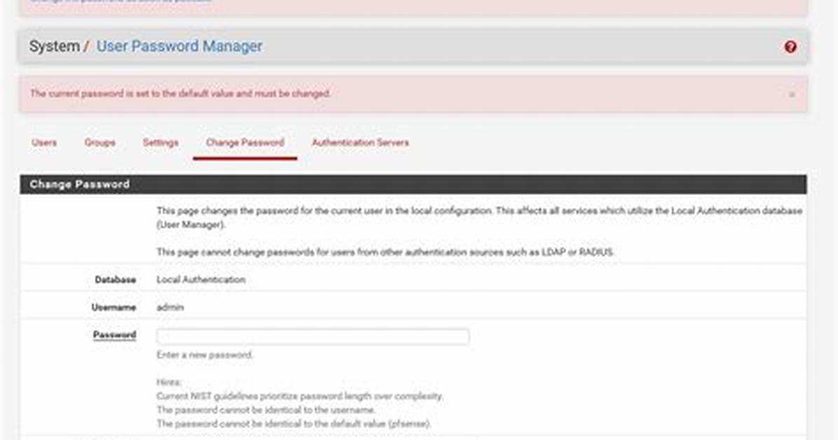 Pfsense Default Password