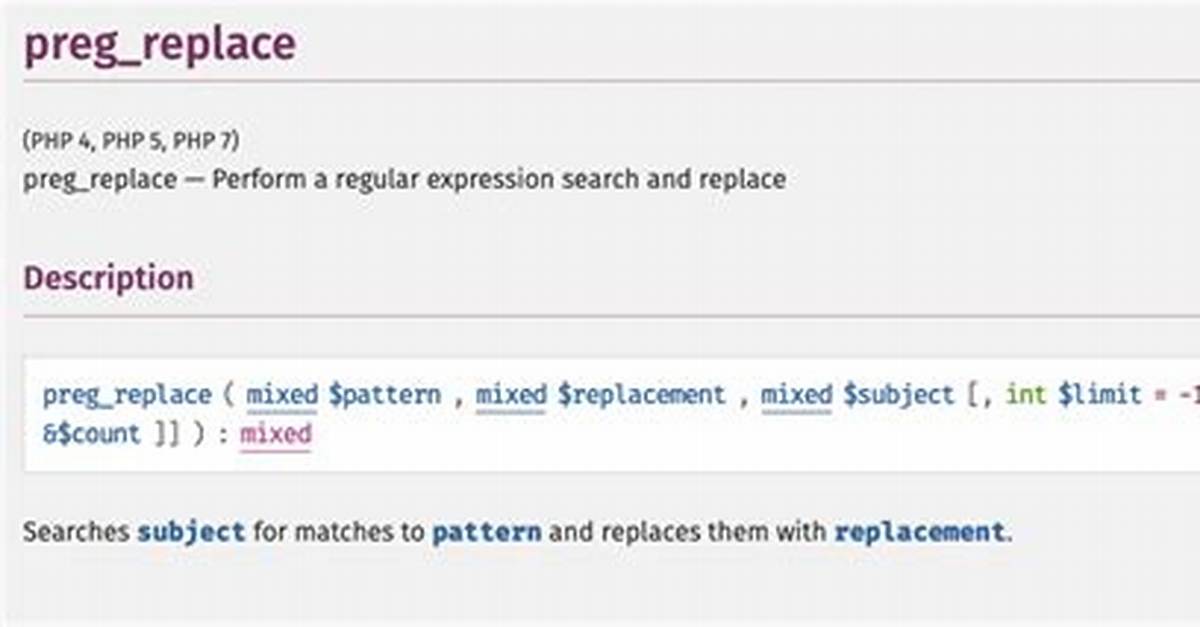 Php's Preg_Replace() Function Is Not Replacing All Lines