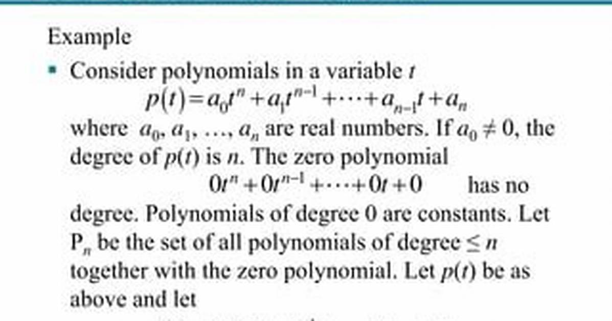 Polynomials as Vector Spaces?