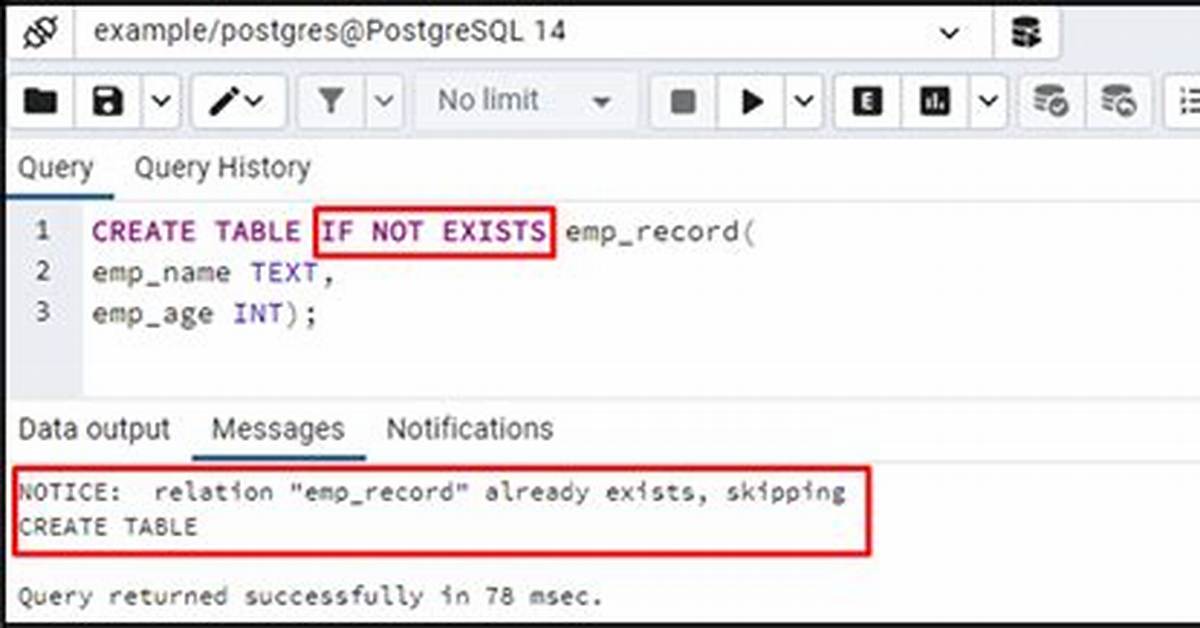 Postgresql Create Table If Not Exists