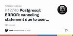 Postgresql Error: Canceling Statement Due to User Request