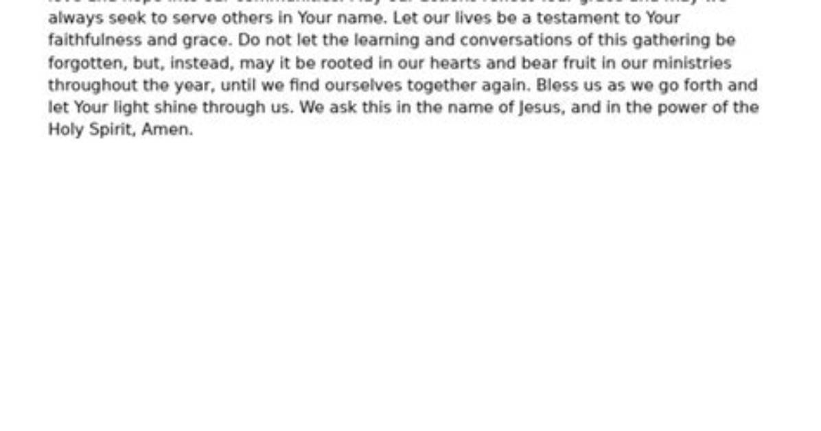 Prayer-Concluding Word