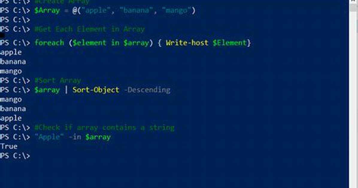 Printing an Array in Powershell