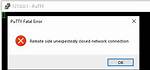 Putty: 'Server Unexpectedly Closed Network Connection'
