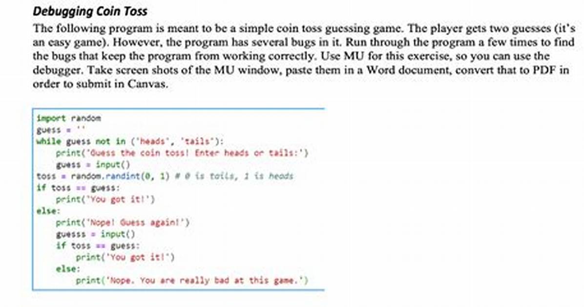 Python Code for the Coin Toss Issues